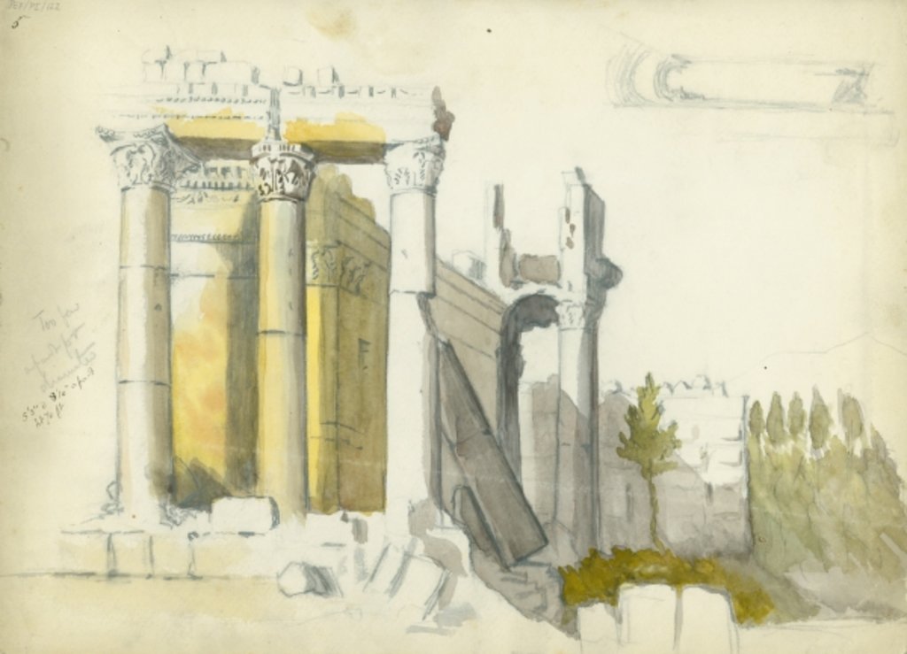 Detail of Temple of Jupiter, Baalbeck by Claude Conder