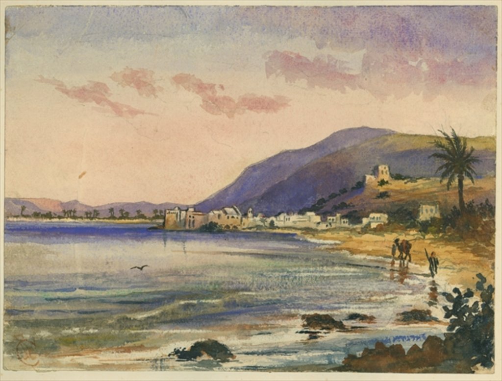 Detail of Haifa with Carmel Ridge behind by Claude Conder