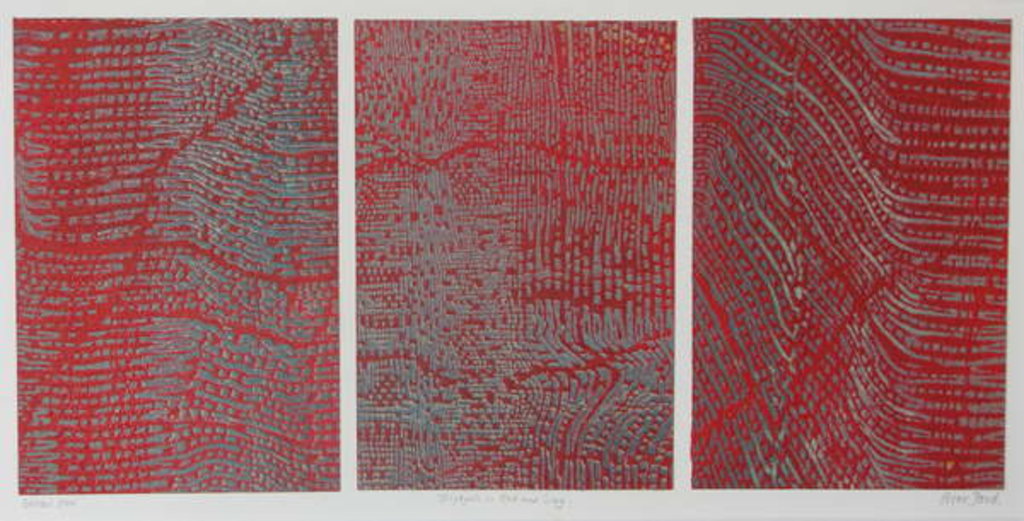Detail of Triptych in Red and Grey by Peter A Ford