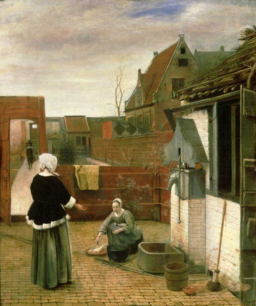 Detail of A Woman and a Maid in a Courtyard, c.1660-61 by Pieter de Hooch