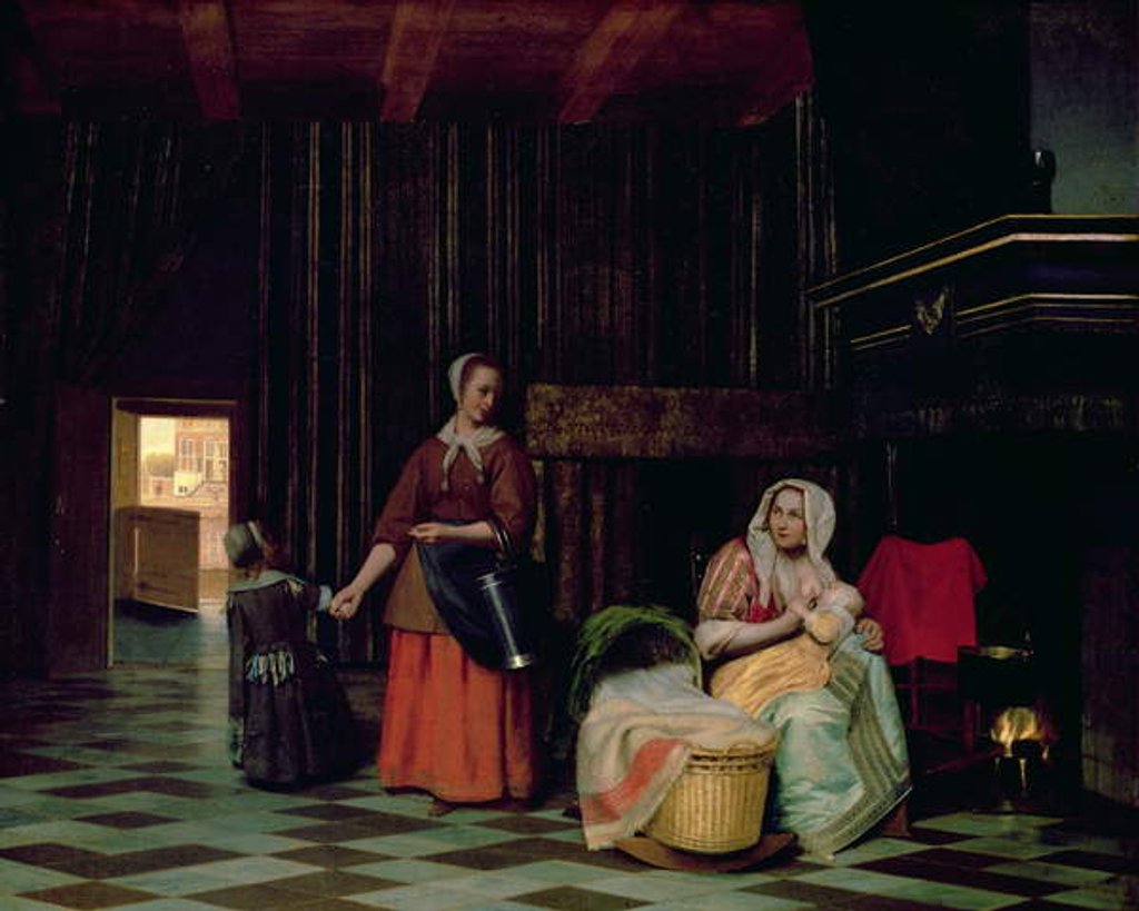 Detail of Woman with child and maid, 1663-65 by Pieter de Hooch