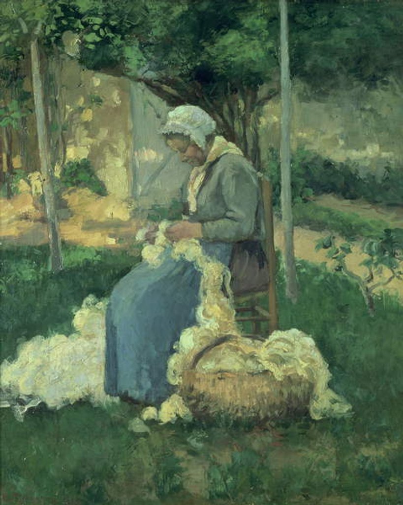 Detail of Female Peasant Carding Wool, 1875 by Camille Pissarro
