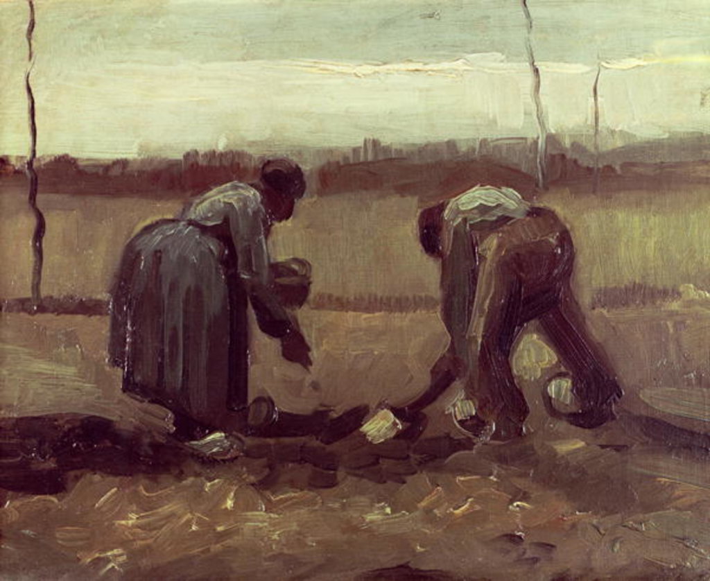 Detail of Two Peasants Planting Potatoes, 1885 by Vincent van Gogh