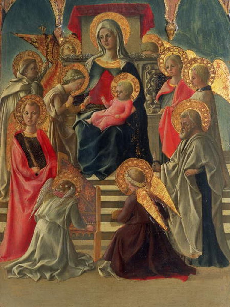 Detail of Madonna and Child enthroned with Angels and Saints by Fra Filippo Lippi