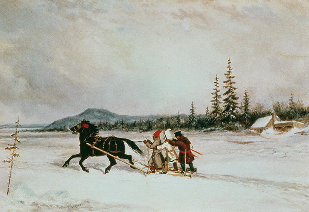 Detail of Habitants Sleighing, c.1855 by Cornelius Krieghoff