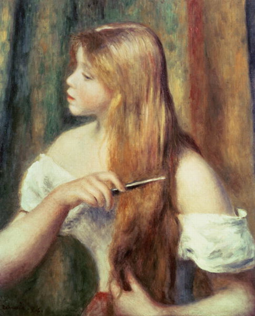 Detail of Blonde girl combing her hair, 1894 by Pierre Auguste Renoir