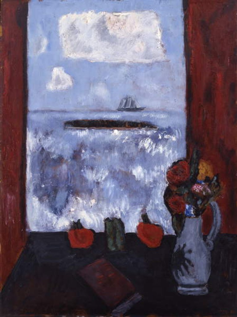 Detail of Summer, Sea, Window, Red Curtain, 1942 by Marsden Hartley