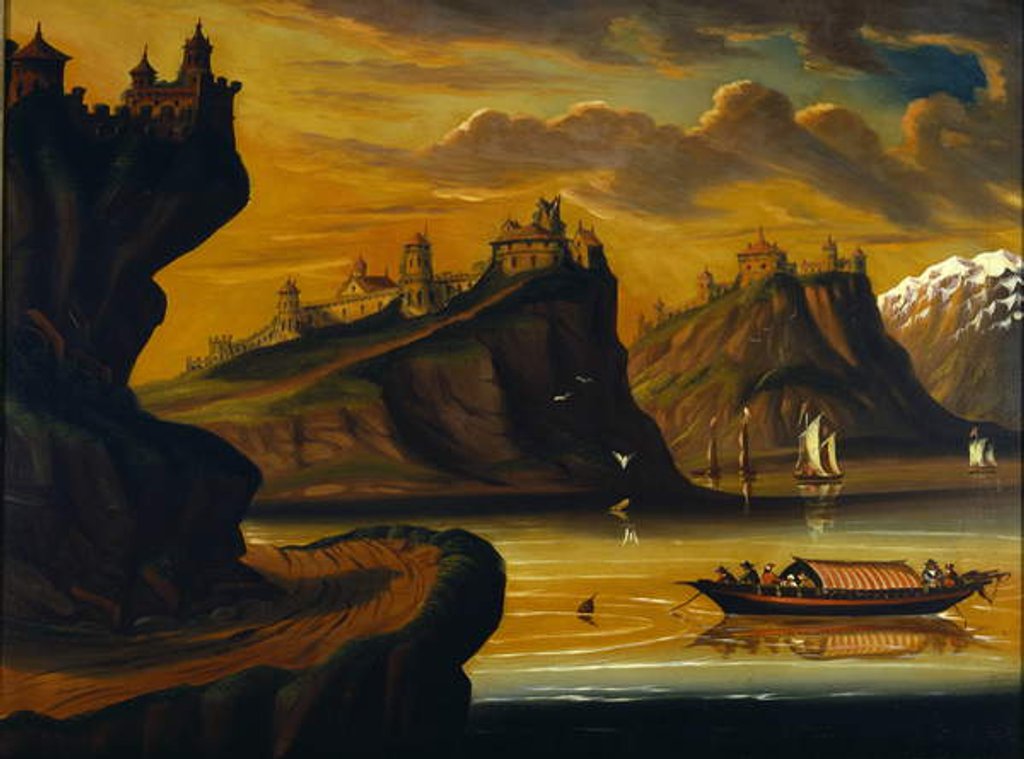 Detail of Castles of the Rhine, c.1845-60 by Thomas Chambers