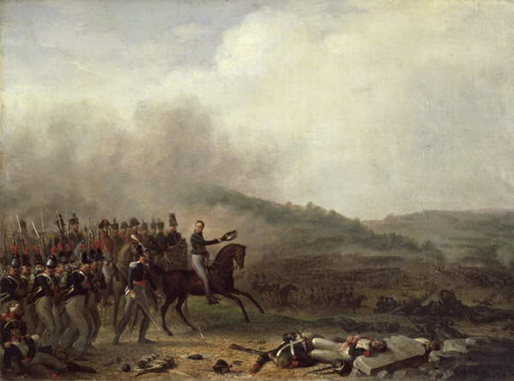 Detail of Willem Frederik Prince of Orange at the Battle of Quatre Bras, 16th June 1815 by Mathieu Ignace van Bree