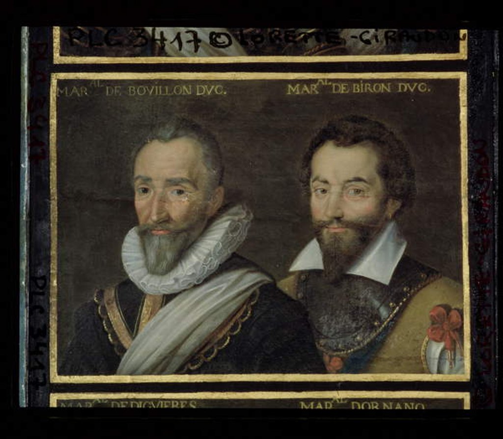 Detail of Henri de la Tour d'Auvergne Duke of Bouillon and Charles de Gontaut Duke of Biron, 1617-38 by French School