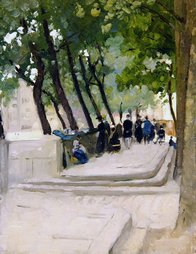 Detail of The Book Market Left Bank, Paris, c.1900 by Patrick William Adam