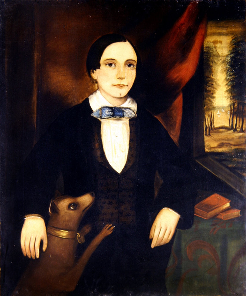 Detail of Portraits of a Brother and Sister, a pair by American School