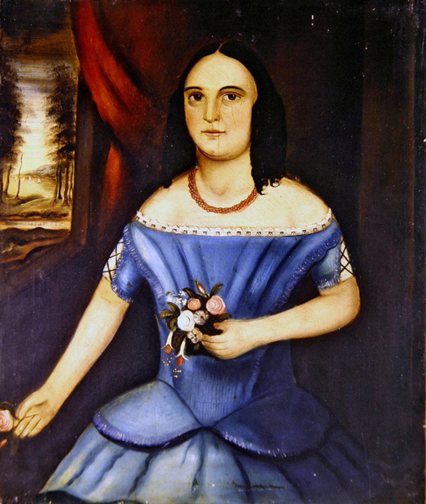 Detail of Portraits of a Brother and Sister, a pair by American School