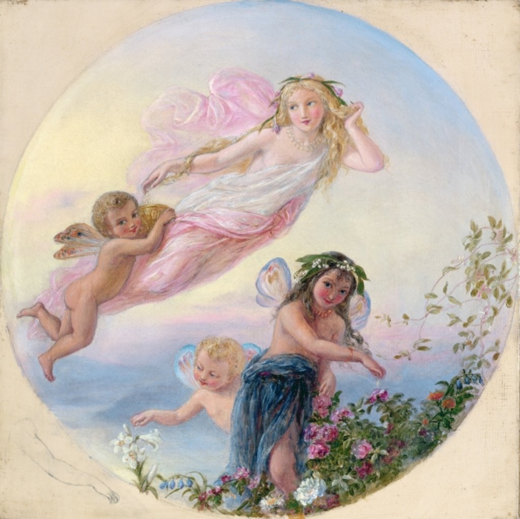 Detail of A Sylph and her Fairy Attendants Besprinkling the Early Morning Dew by Joseph Bouvier