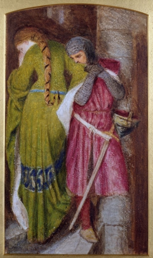 Detail of Meeting on the Turret Stair, Helellil & Hildebrand, 1864 by Frederick William Burton