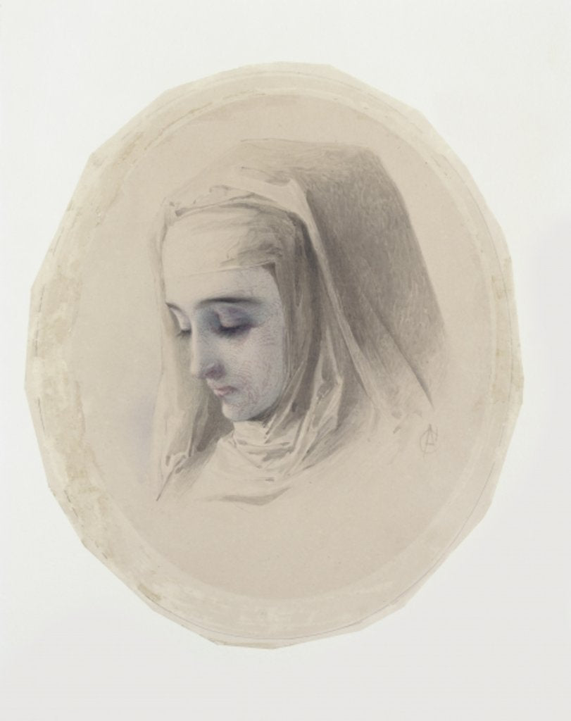 Detail of Head study for The Nun, c. 1870 by Adelaide Claxton
