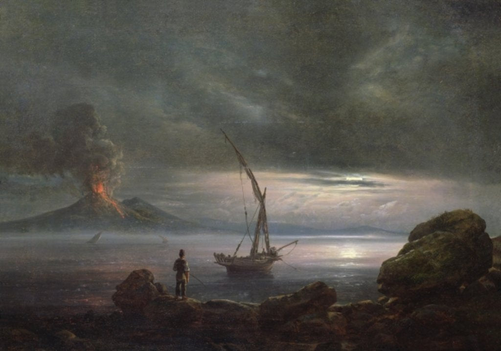 Detail of Volcano at Evening, Sicily by Johan Christian Dahl