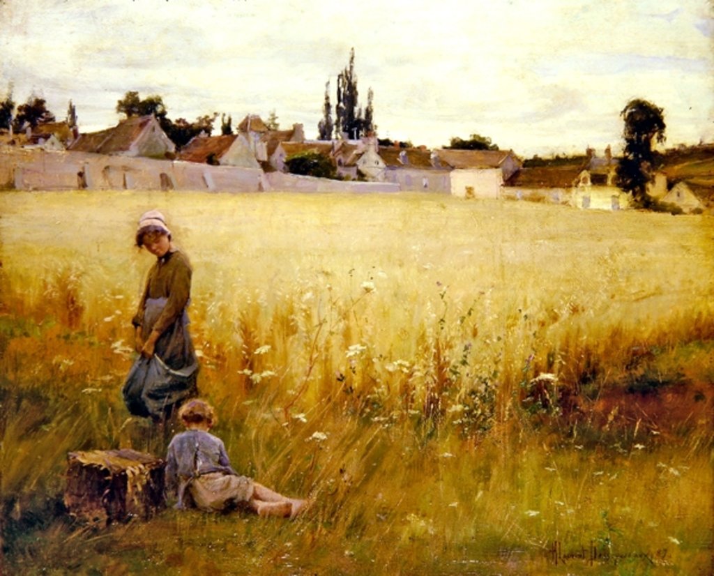 Detail of A Summer Meadow, 1887 by Henri Alphonse Louis Laurent-Desrousseaux