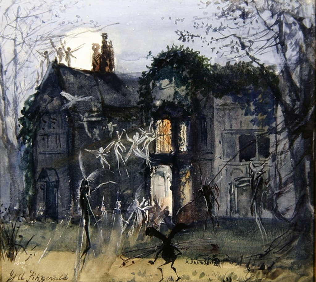 Detail of The Old Hall, Fairies by the Moonlight by John Anster Fitzgerald