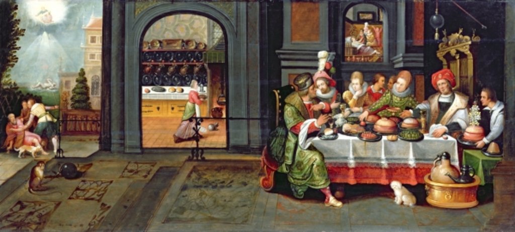 Detail of Lazarus in the House of the Rich Man, 1610 by Hieronymus II Francken