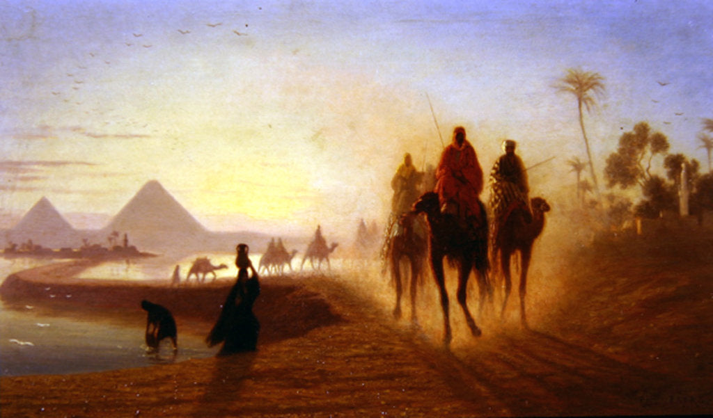 Detail of The Road to the Pyramids by Charles Theodore (1814-88) Frere