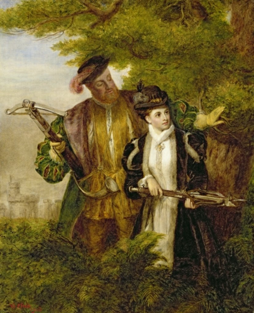 Detail of King Henry and Anne Boleyn Deer shooting in Windsor Forest, 1903 by William Powell Frith