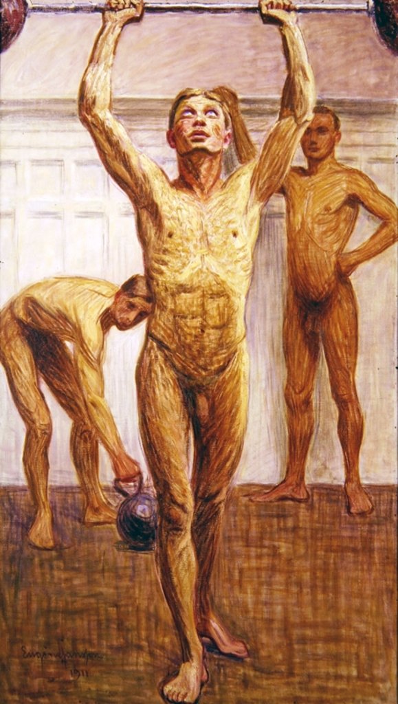 Detail of Pushing Weights with Two Arms, Number 1, 1911 by Eugene Jansson