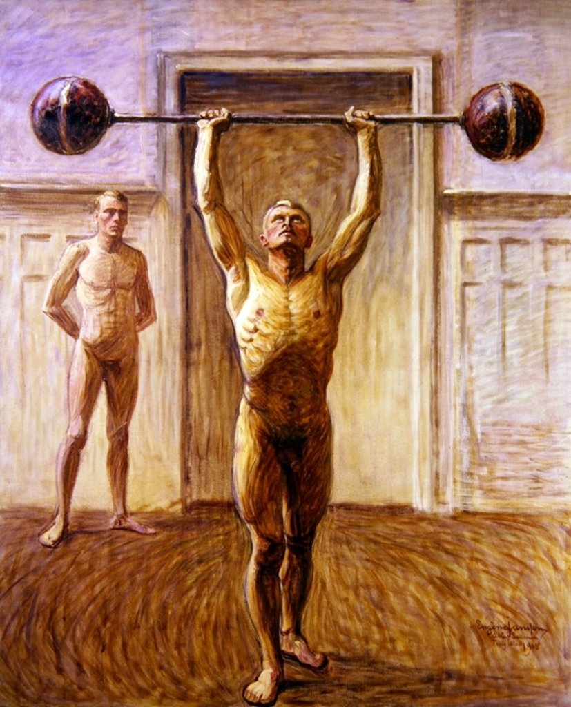 Detail of Pushing Weights with Two Arms Number 2, 1913 by Eugene Jansson
