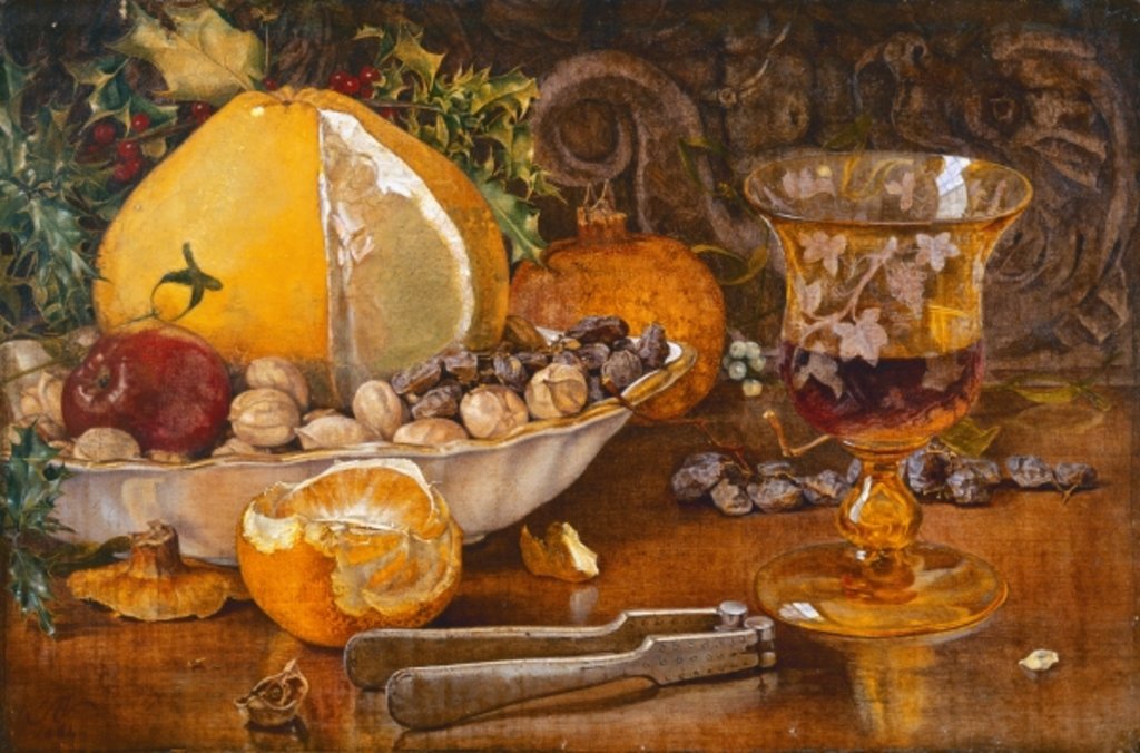 Detail of Still Life of Fruit, Nuts and Wine Glass, 1864 by John Edward Newton