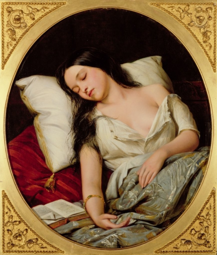 Detail of Pleasant Dreams, 1852 by Henry Nelson O'Neil