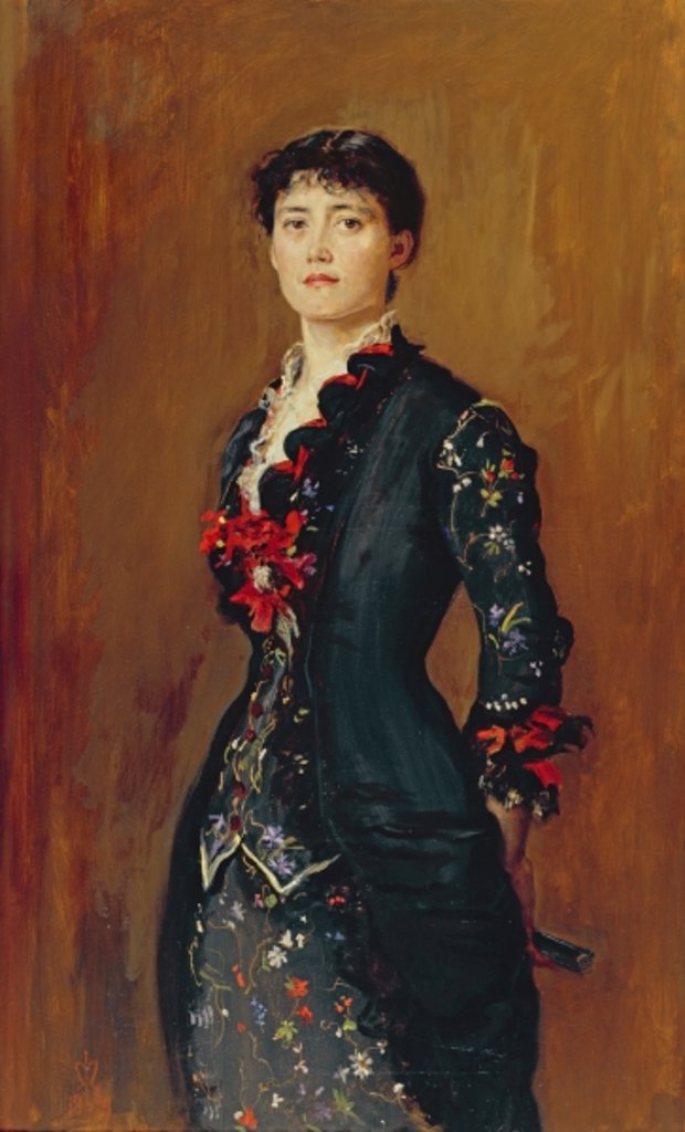 Detail of Portrait of Louise Jopling, 1879 by John Everett Millais