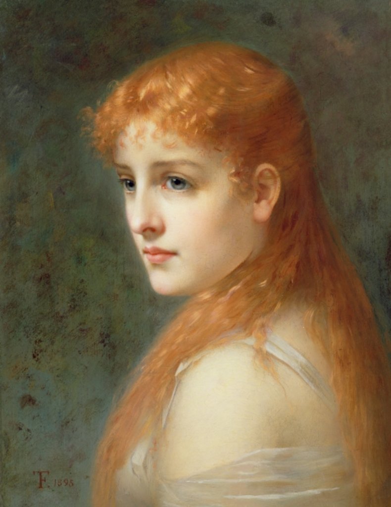 Detail of Young girl with red hair, 1895 by Franz Thone