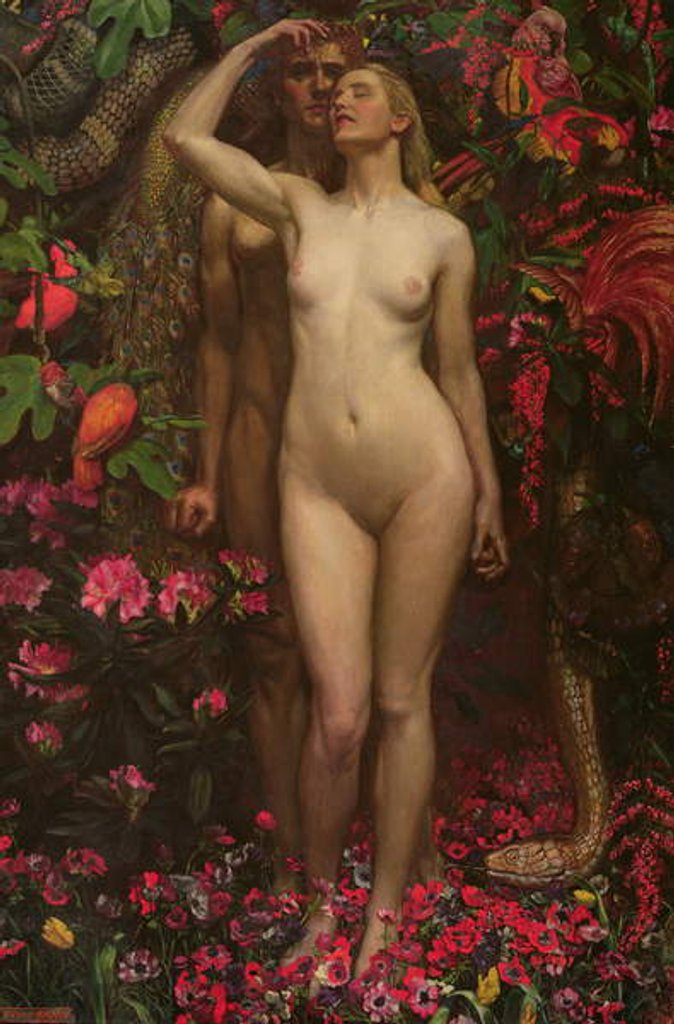 Detail of Adam and Eve with the snake, 1877 by John Byam Liston Shaw
