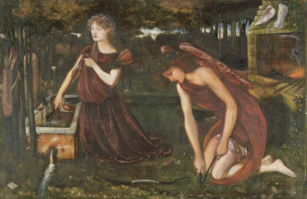 Detail of Cupid's Forge by Edward Coley Burne-Jones