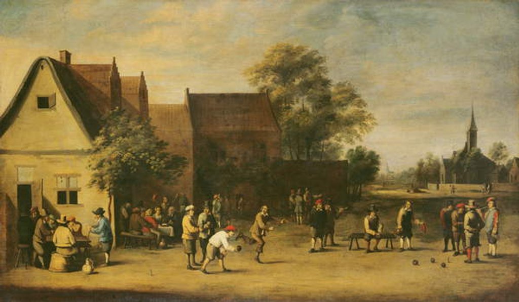 Detail of Bowls Players on a Village Green by Thomas van Apshoven