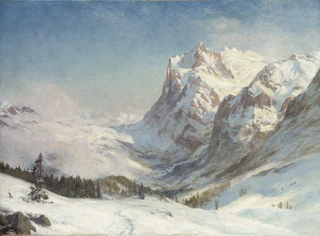 Detail of The Valley of Grindelwald, Winter, 1916 by Ernest Albert Waterlow