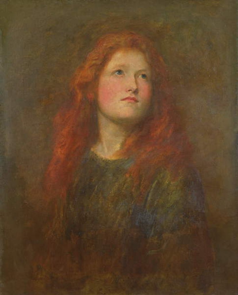 Detail of Portrait study of a girl with red hair, c.1885 by George Frederic Watts