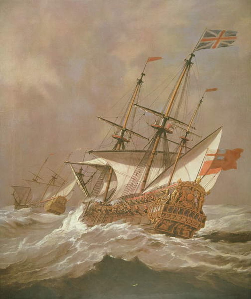 Detail of The English Ship Resolution in a Gale, c.1680 by Willem van de the Younger Velde