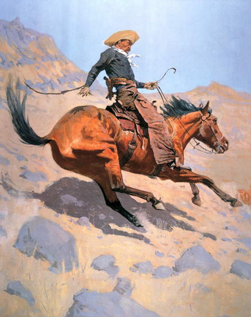 Detail of The Cowboy by Frederic Remington