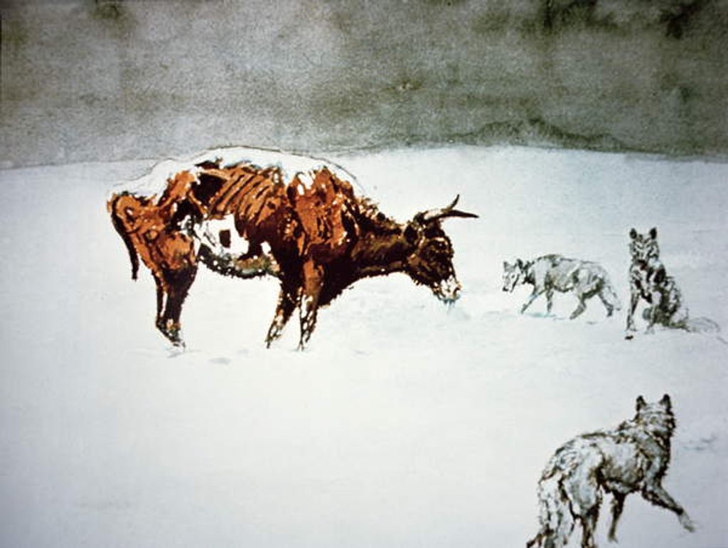 Detail of Waiting for the Chinook, 1887 by Charles Marion Russell