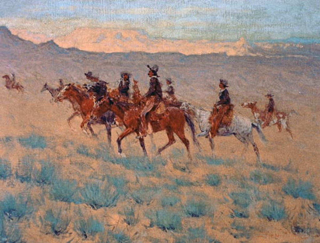 Detail of The Cowpunchers by Frederic Remington