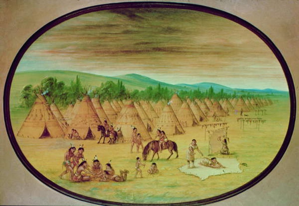 Detail of Tipi Village, c.1830 by George Catlin