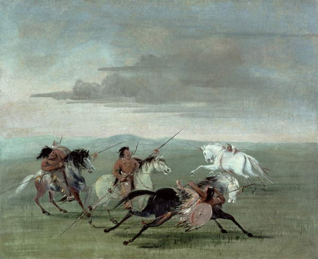Detail of Comanche Feats of Martial Horsemanship, 1834 by George Catlin