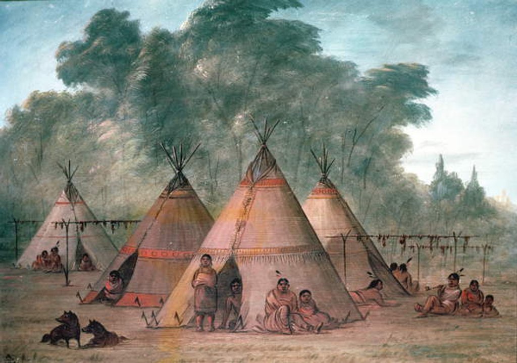 Detail of Sioux Village by George Catlin