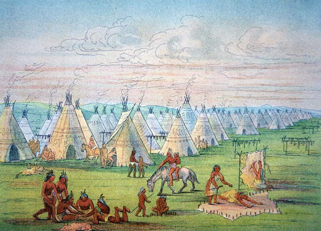Detail of Sioux Camp Scene, 1841 by George Catlin