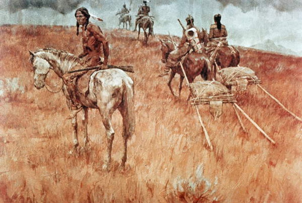 Detail of Sioux Indians on the Move by School American
