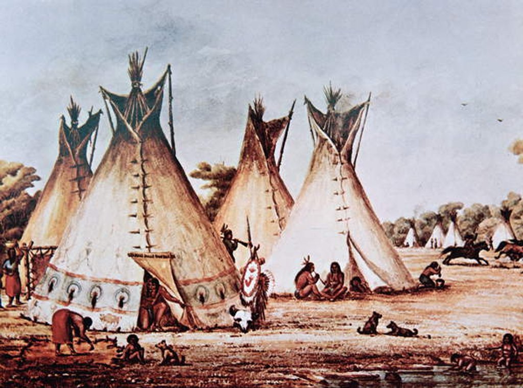 Detail of Village of the Kiowa Tribe by Baldwin Mollhausen