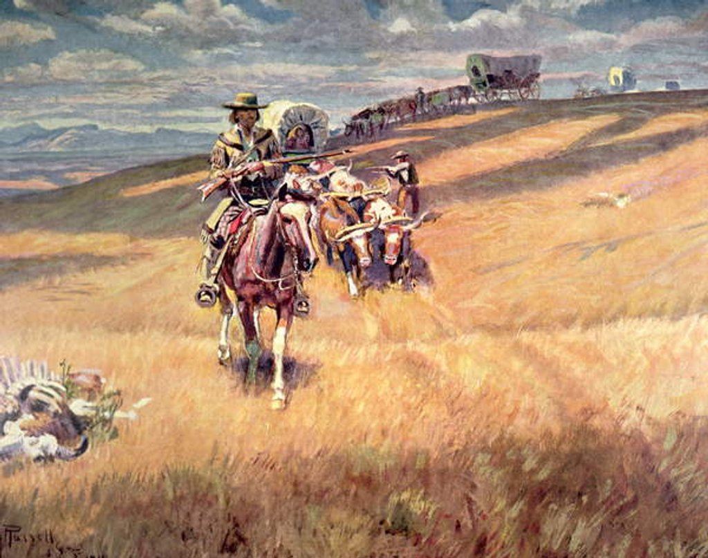 Detail of When wagon trails were dim by Charles Marion Russell