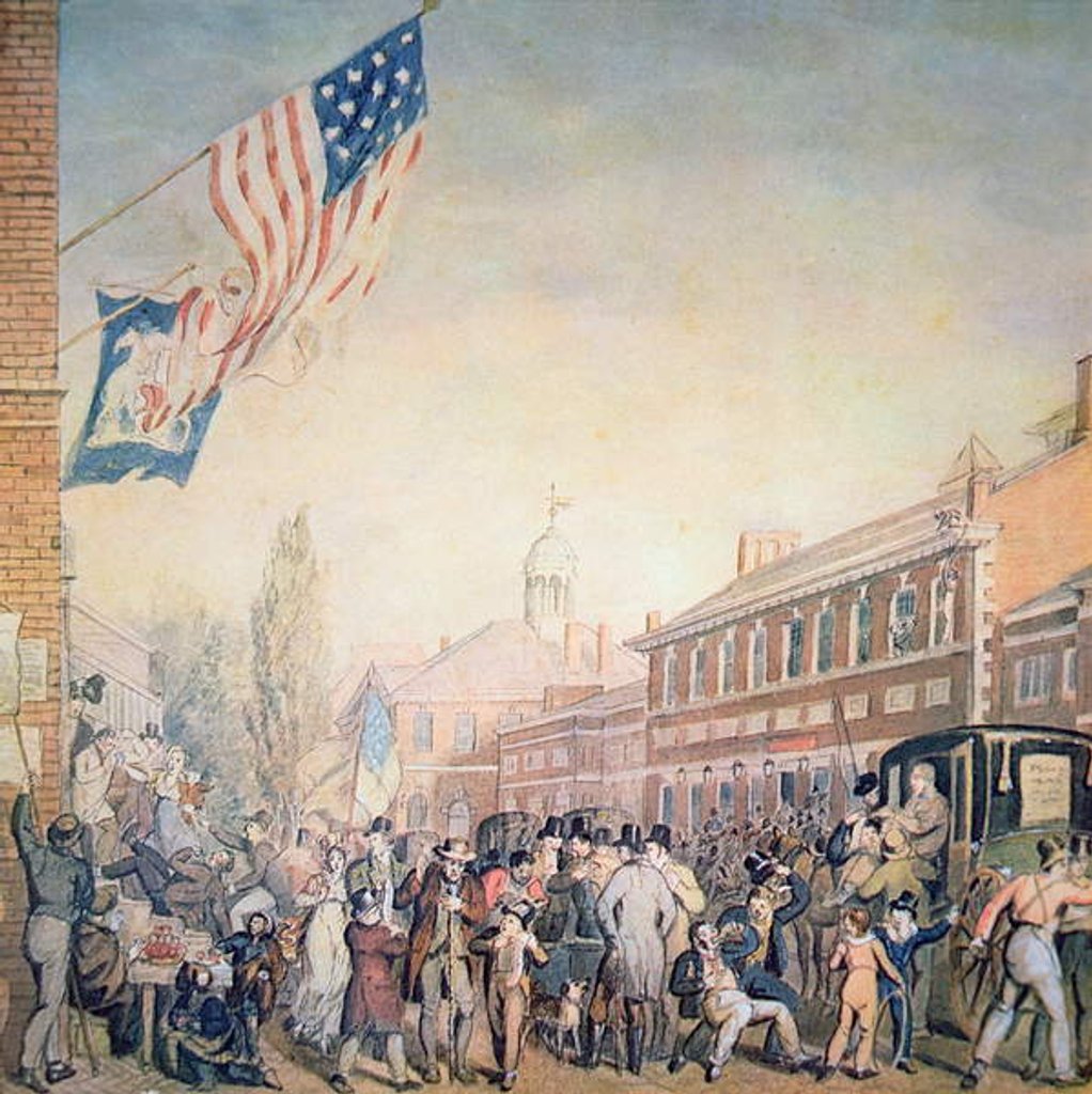 Detail of Voting in Philadelphia, 1816 by American School