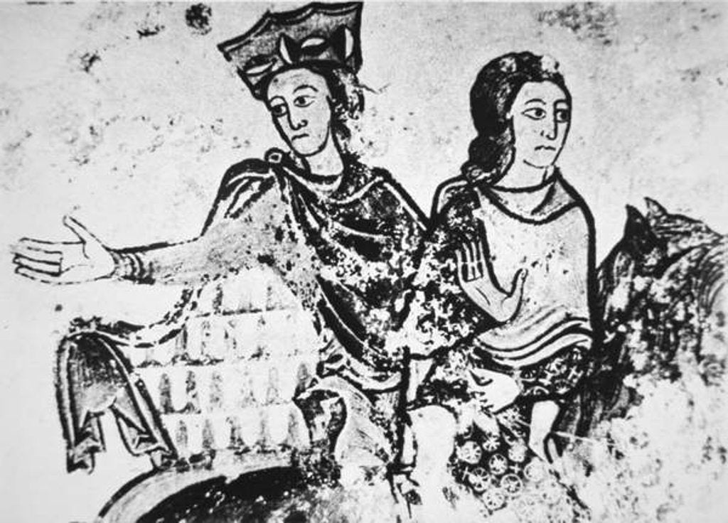 Detail of Eleanor of Aquitaine with a riding companion by French School